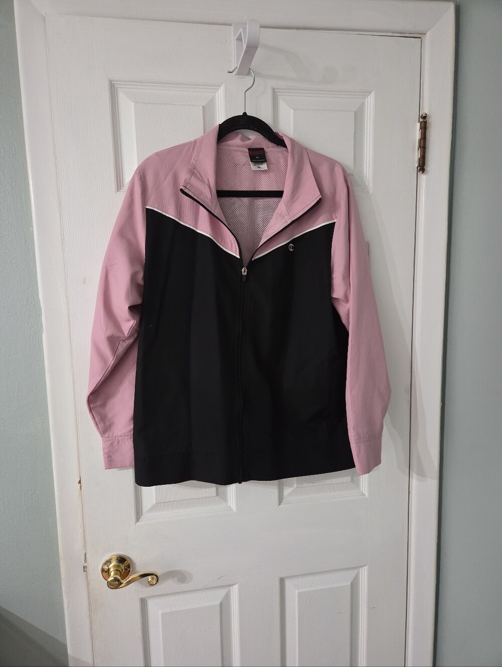 Champion Pink and Black Colorblock Track Jacket.  XL